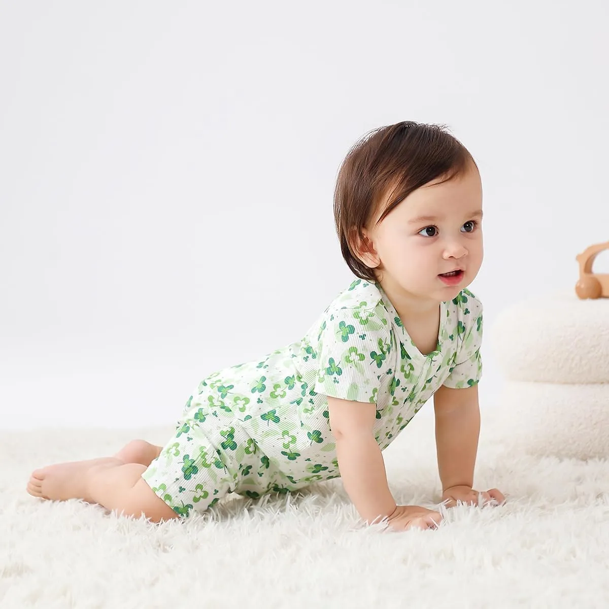 Bafeicao Baby 2 Pack Bamboo Viscose Sleeper Romper Soft Ribbed Short Sleeve 2 Way Zipper Summer Pajamas Clothes