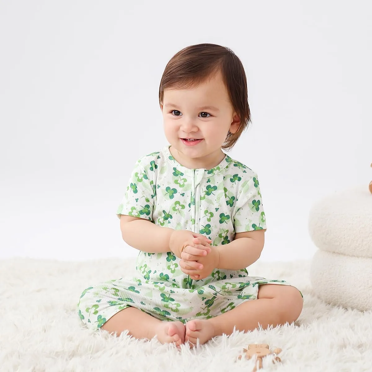 Bafeicao Baby 2 Pack Bamboo Viscose Sleeper Romper Soft Ribbed Short Sleeve 2 Way Zipper Summer Pajamas Clothes
