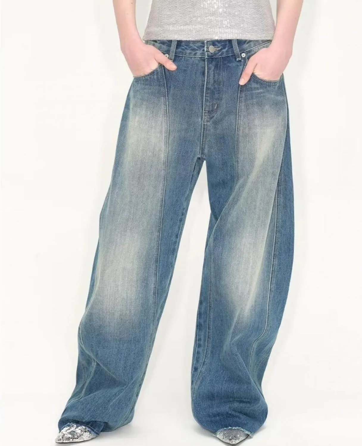Baggy Jeans for Woman Men High Waisted Barrel Leg Jeans Y2K Casual Loose Denim Pants Grunge Clothes