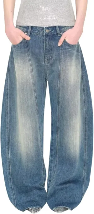 Baggy Jeans for Woman Men High Waisted Barrel Leg Jeans Y2K Casual Loose Denim Pants Grunge Clothes