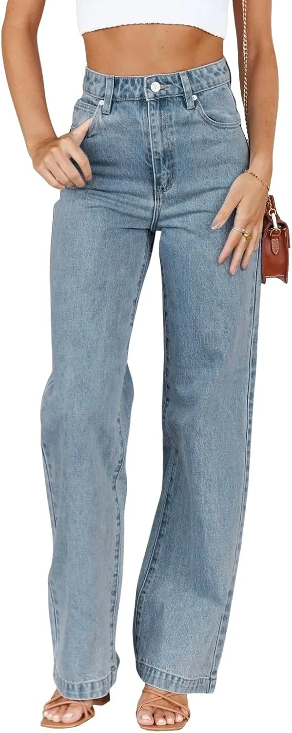 Barrel Jeans for Women Trendy High Waisted Baggy Straight Leg Bootcut Casual 2025 Ladies Stretch Denim Pants Girls