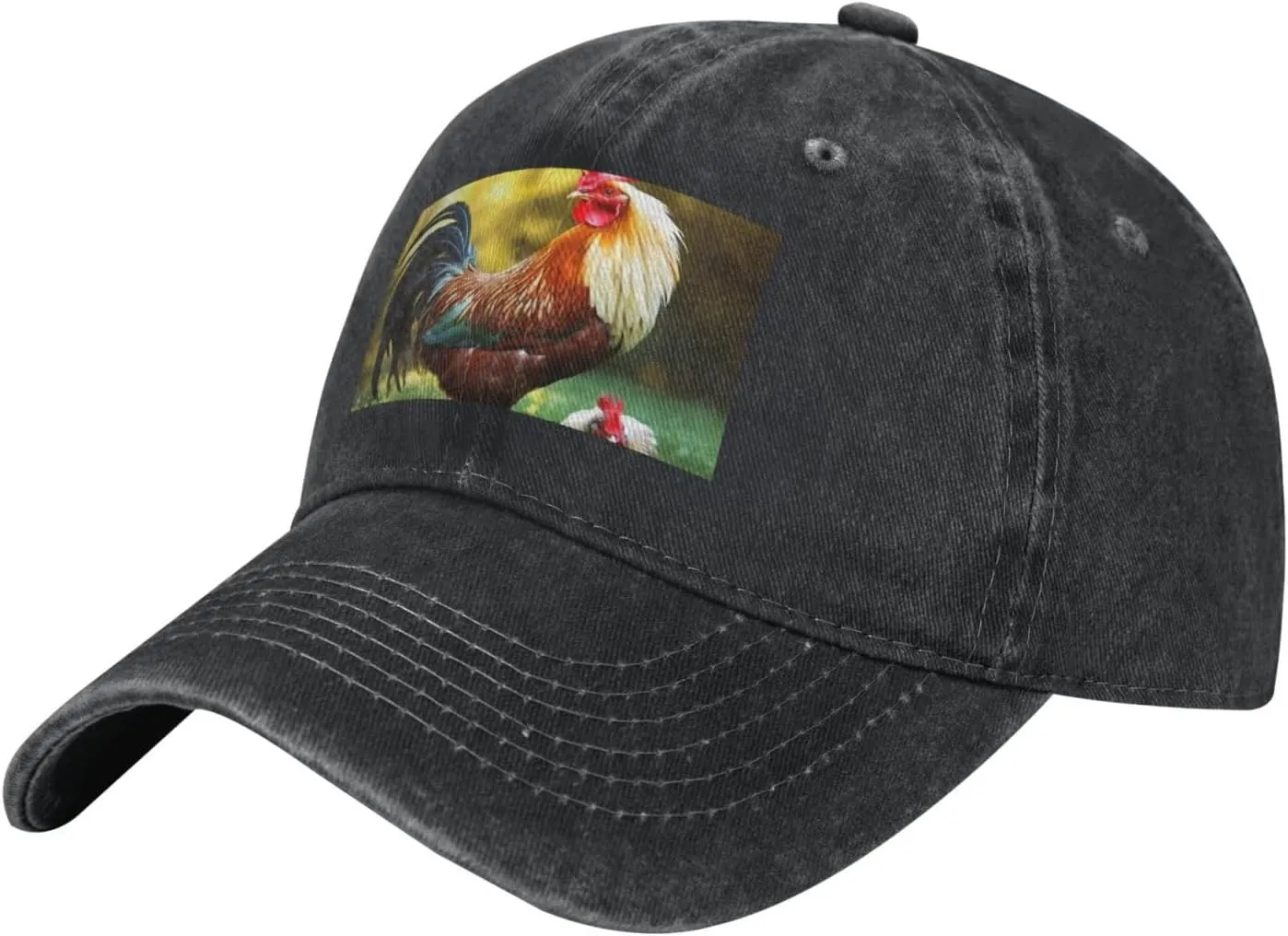 Beautiful Rooster Hen Unisex Baseball Cap Breathable Cotton Trucker Hat Classic Denim Dad Hat Summer Sun Hat