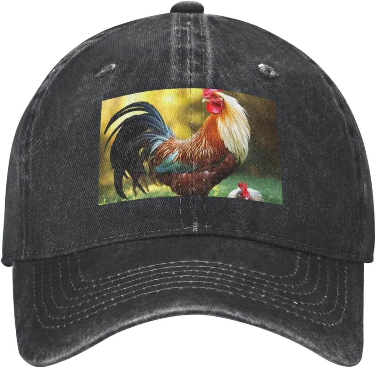 Beautiful Rooster Hen Unisex Baseball Cap Breathable Cotton Trucker Hat Classic Denim Dad Hat Summer Sun Hat