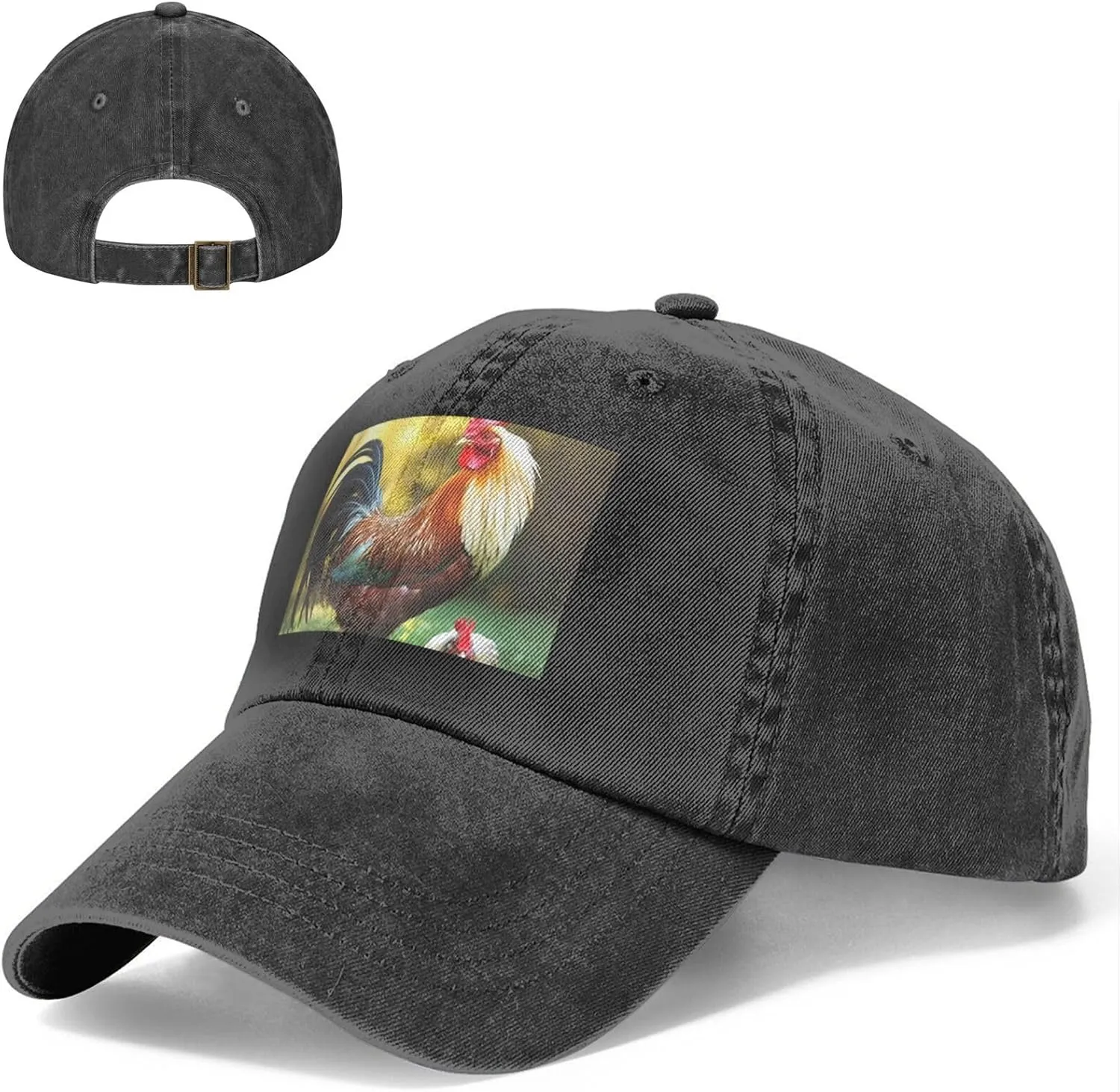 Beautiful Rooster Hen Unisex Baseball Cap Breathable Cotton Trucker Hat Classic Denim Dad Hat Summer Sun Hat