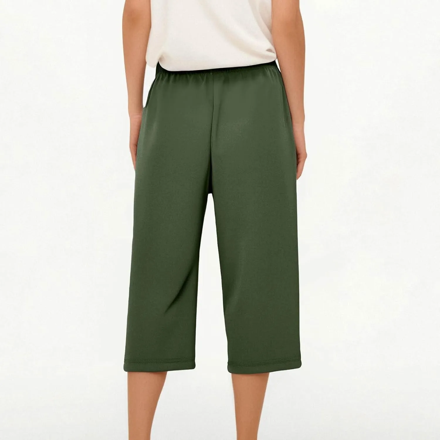 Beeswan Pants for Women Quick Dry Comfy Fit Stretch Active Capri Pant Casual Lightweight Wide Leg Capris