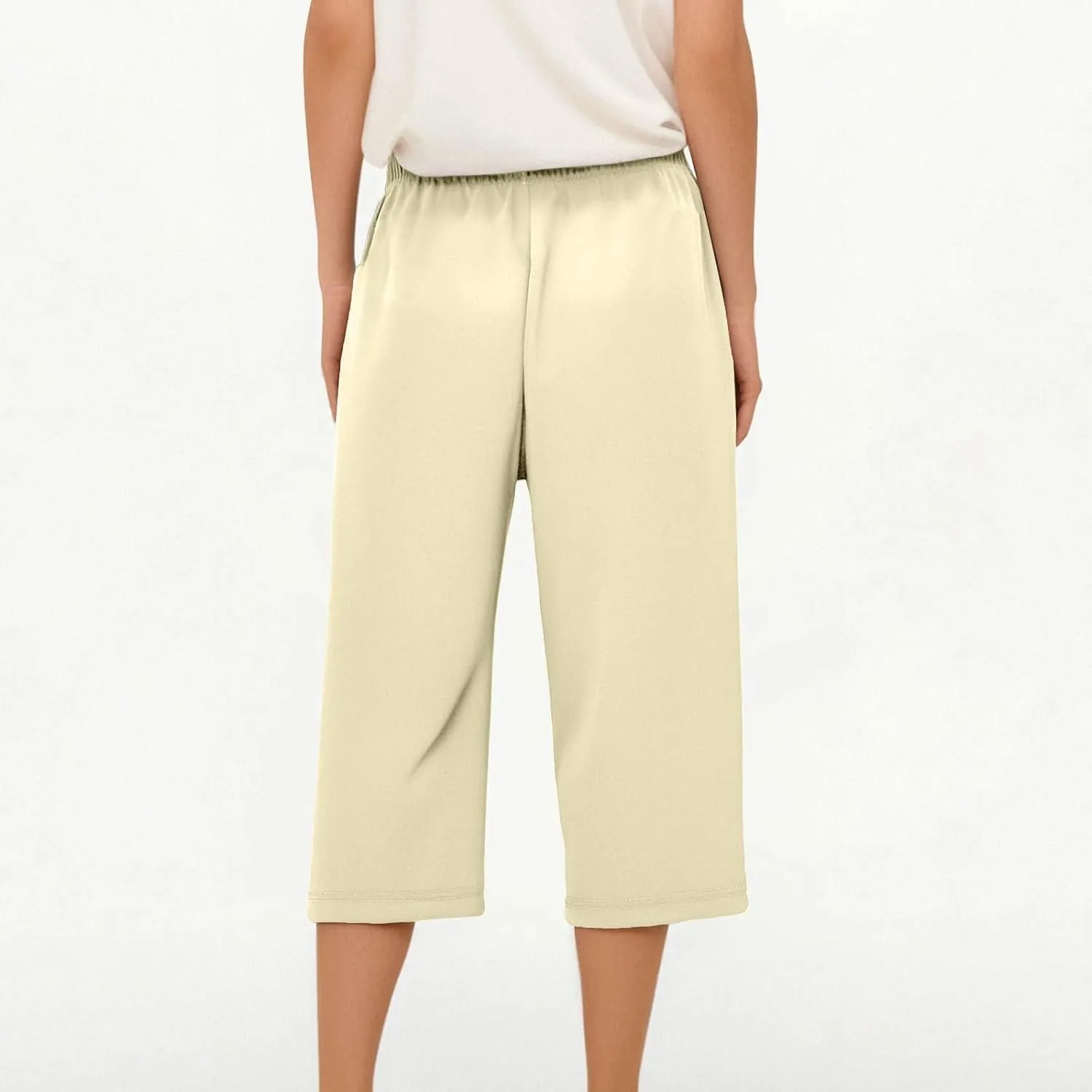 Beeswan Pants for Women Quick Dry Comfy Fit Stretch Active Capri Pant Casual Lightweight Wide Leg Capris