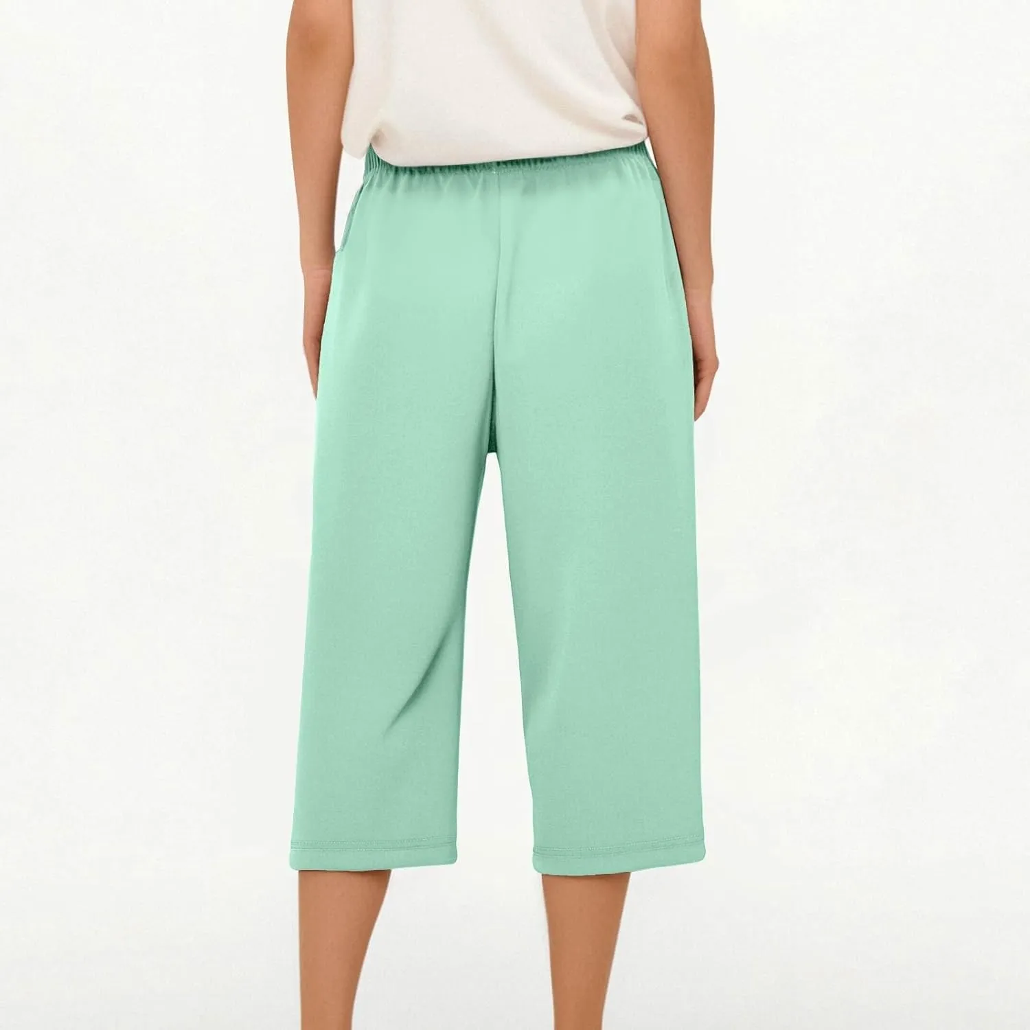 Beeswan Pants for Women Quick Dry Comfy Fit Stretch Active Capri Pant Casual Lightweight Wide Leg Capris
