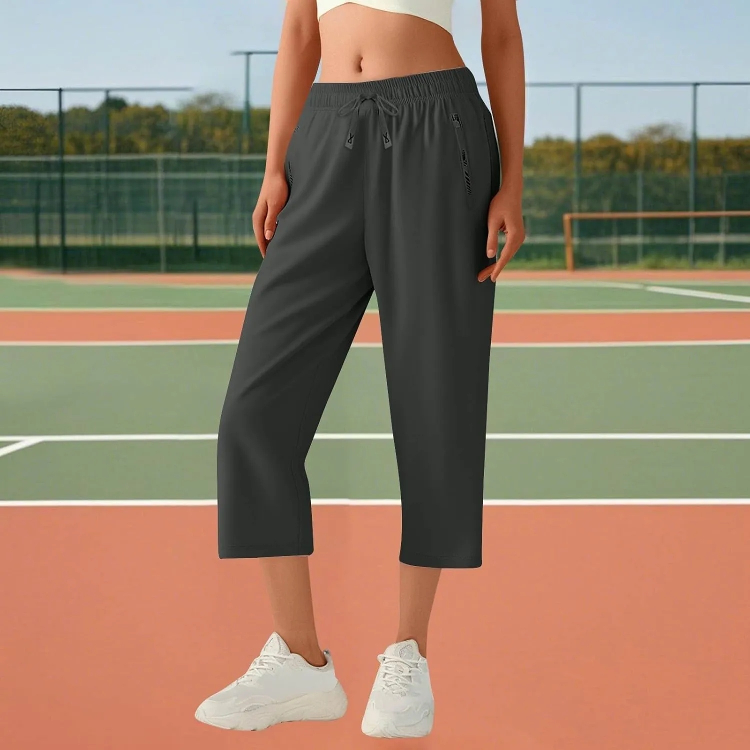 Beeswan Pants for Women Quick Dry Comfy Fit Stretch Active Capri Pant Casual Lightweight Wide Leg Capris