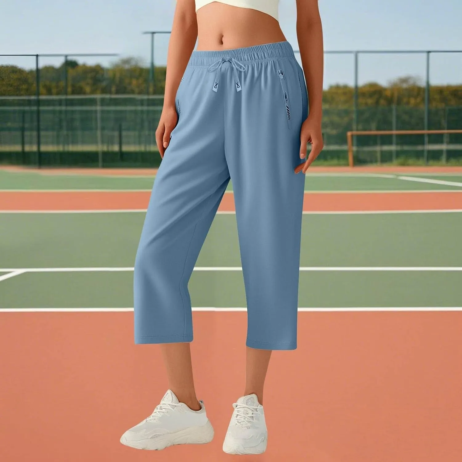 Beeswan Pants for Women Quick Dry Comfy Fit Stretch Active Capri Pant Casual Lightweight Wide Leg Capris