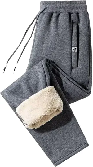 BIFUTON Fleece Lined Pants Men,Men's Warm Fleece Pants Sherpa Lined Sweatpants Winter Running Joggers Pants Outdoor Trousers