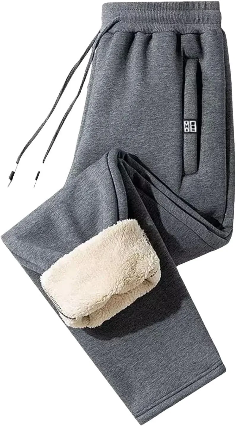 BIFUTON Fleece Lined Pants Men,Men's Warm Fleece Pants Sherpa Lined Sweatpants Winter Running Joggers Pants Outdoor Trousers