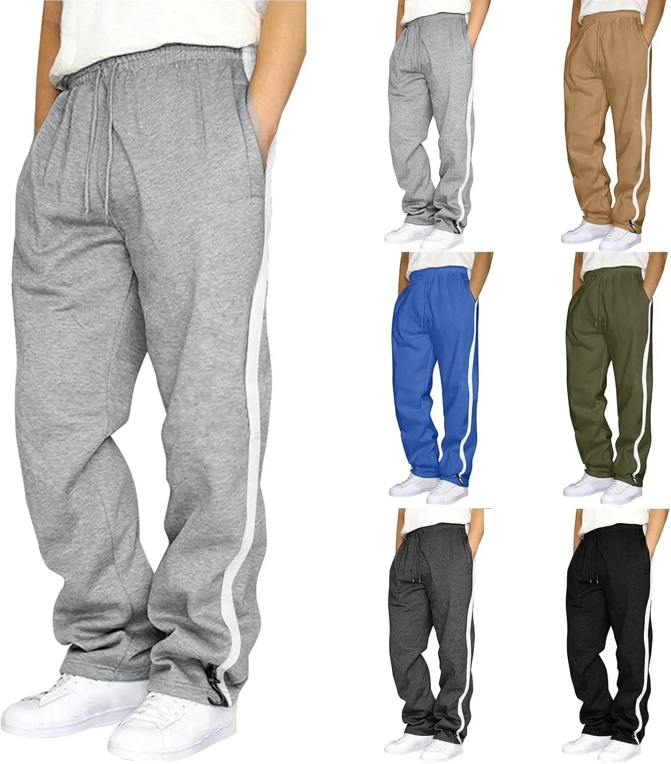 BIFUTON Men's Pants,Mens Joggers with Pockets Cotton Sweatpants for Men Lightweight Hiking Pants Drawstring Running Pants