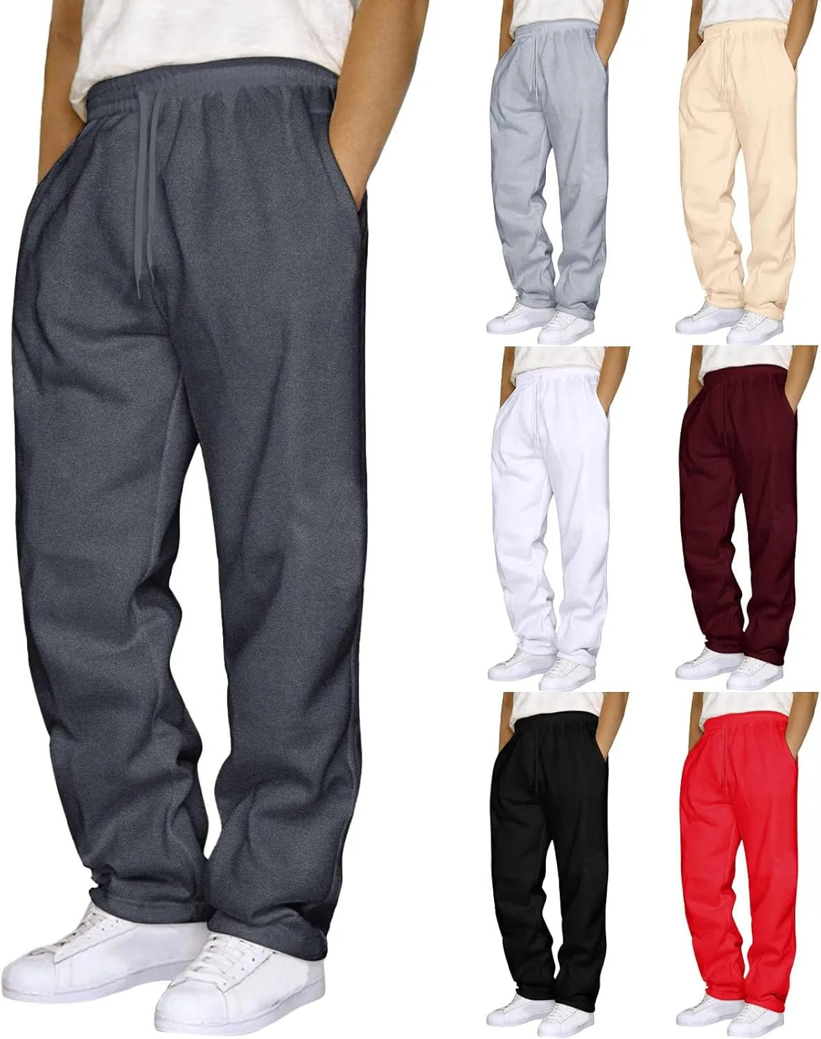 BIFUTON Men's Pants,Mens Joggers with Pockets Cotton Sweatpants for Men Lightweight Hiking Pants Drawstring Running Pants