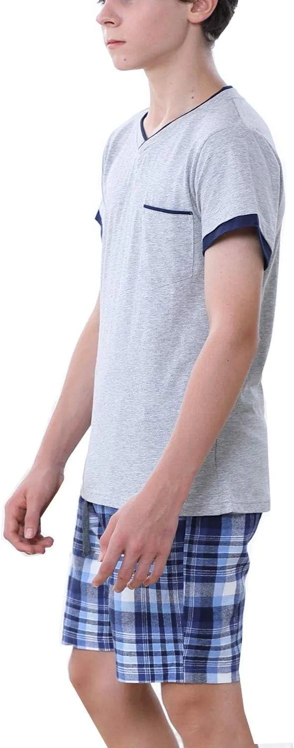Big Boys Long Sleeve Plaid Pajamas Cotton Young Teens Sleepwear 10-16Years