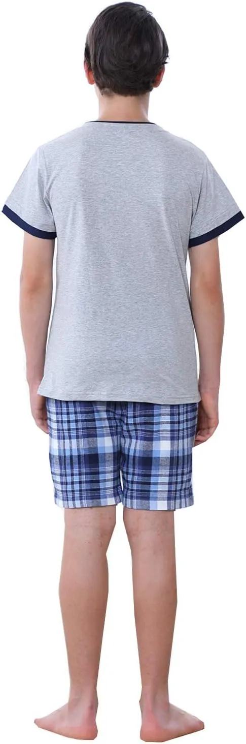Big Boys Long Sleeve Plaid Pajamas Cotton Young Teens Sleepwear 10-16Years