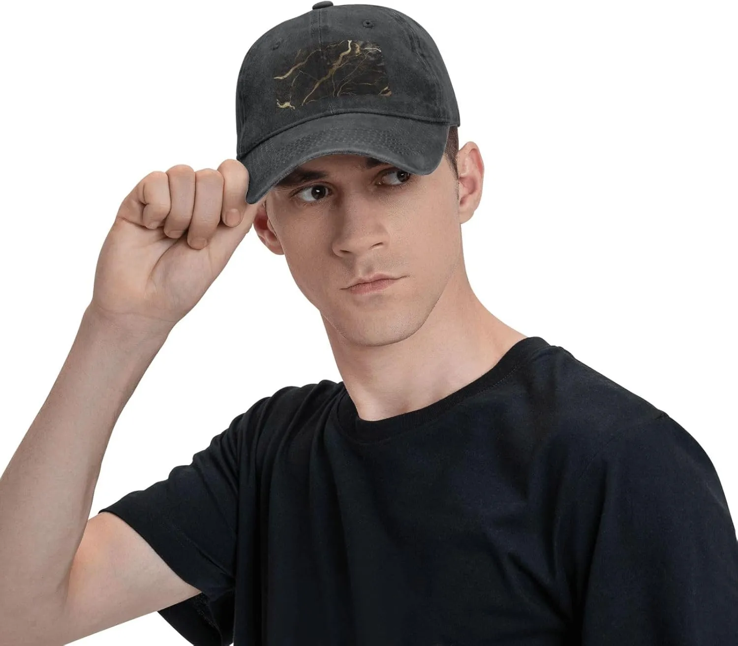 Black Gold Marble Unisex Baseball Cap Breathable Cotton Trucker Hat Classic Denim Dad Hat Summer Sun Hat
