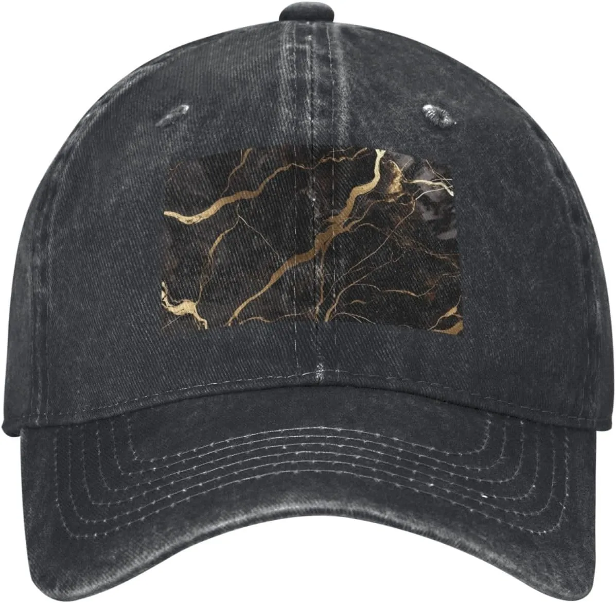 Black Gold Marble Unisex Baseball Cap Breathable Cotton Trucker Hat Classic Denim Dad Hat Summer Sun Hat