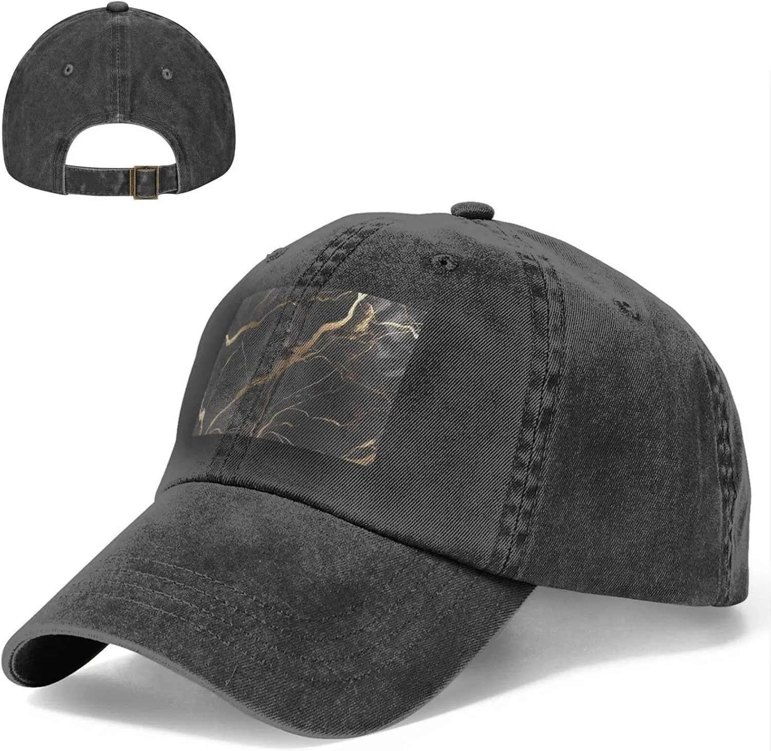 Black Gold Marble Unisex Baseball Cap Breathable Cotton Trucker Hat Classic Denim Dad Hat Summer Sun Hat