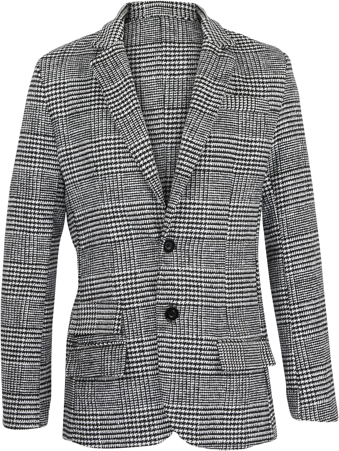 Blazer for Men's Casual Business Coats Single-Breasted Retro Plaid Plus Size Slim-fit Dad Suit Tops for Party Prom