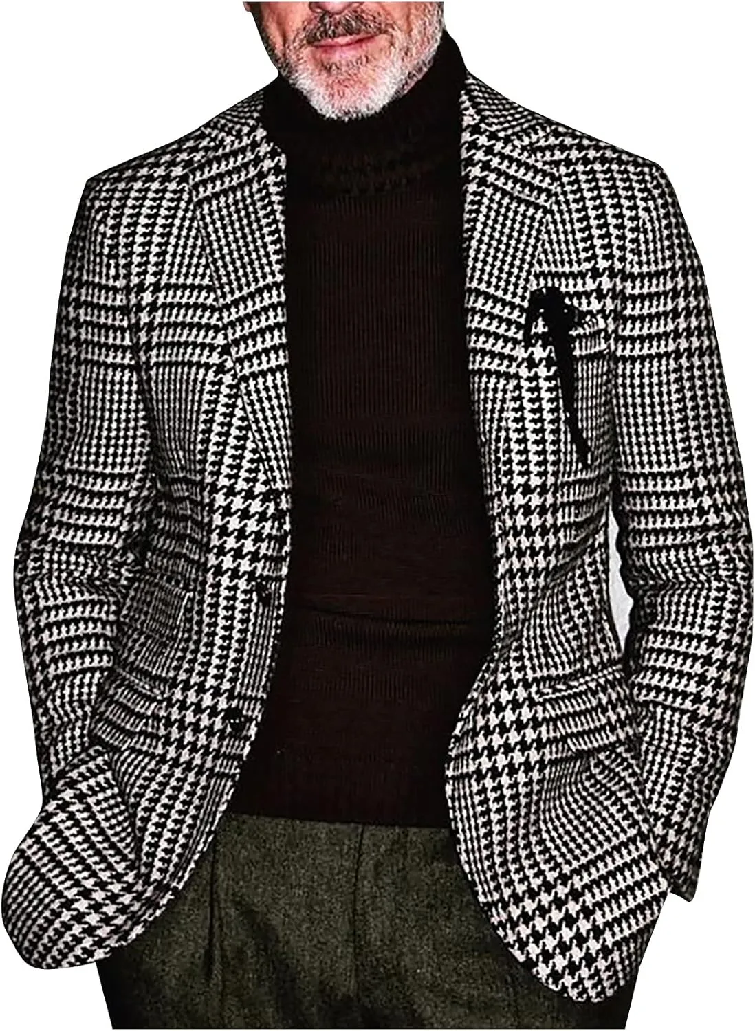 Blazer for Men's Casual Business Coats Single-Breasted Retro Plaid Plus Size Slim-fit Dad Suit Tops for Party Prom
