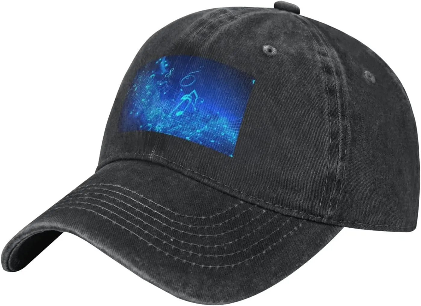 Blue Musical Notes Unisex Baseball Cap Breathable Cotton Trucker Hat Classic Denim Dad Hat Summer Sun Hat
