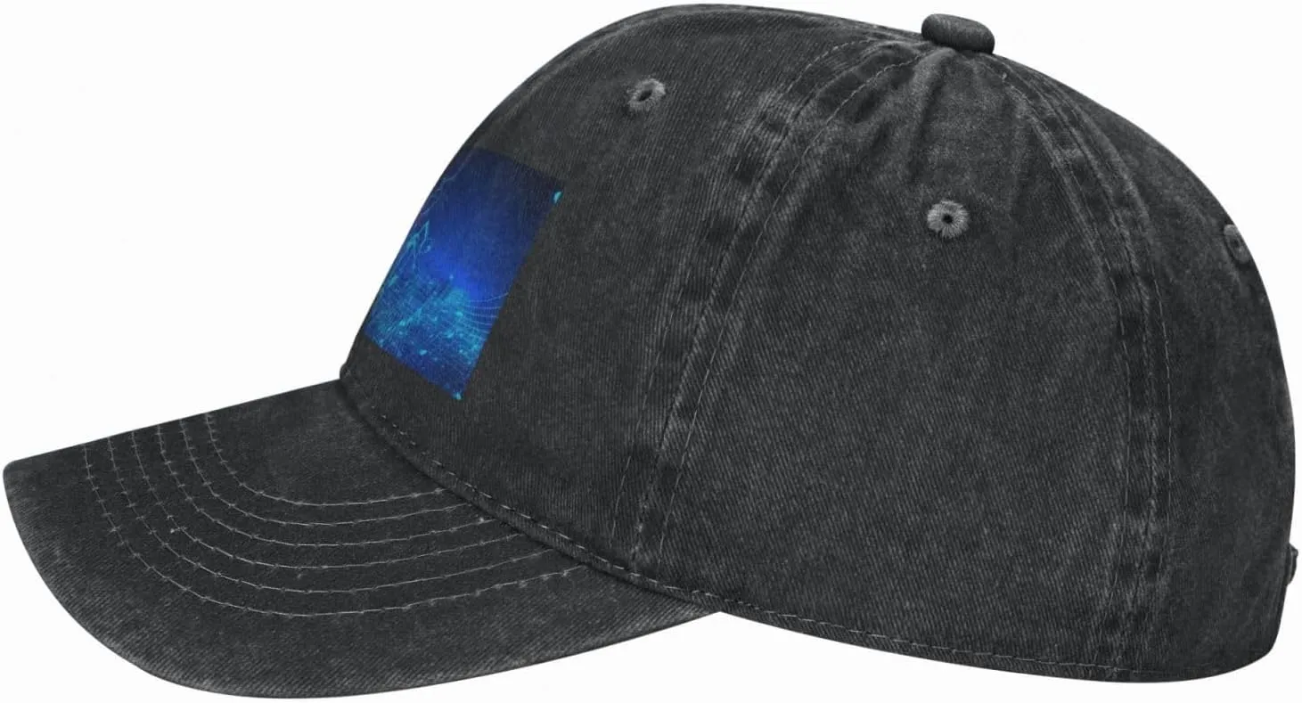 Blue Musical Notes Unisex Baseball Cap Breathable Cotton Trucker Hat Classic Denim Dad Hat Summer Sun Hat