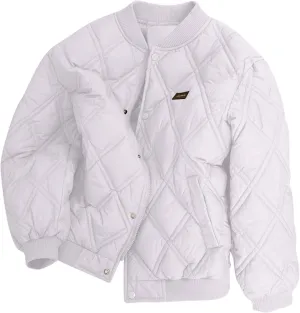Bomber Jacket for Women Diamond Button Down Zip Up Puffer Coat Long Sleeve Stand Collar Quilted Lightweight Down Jackets