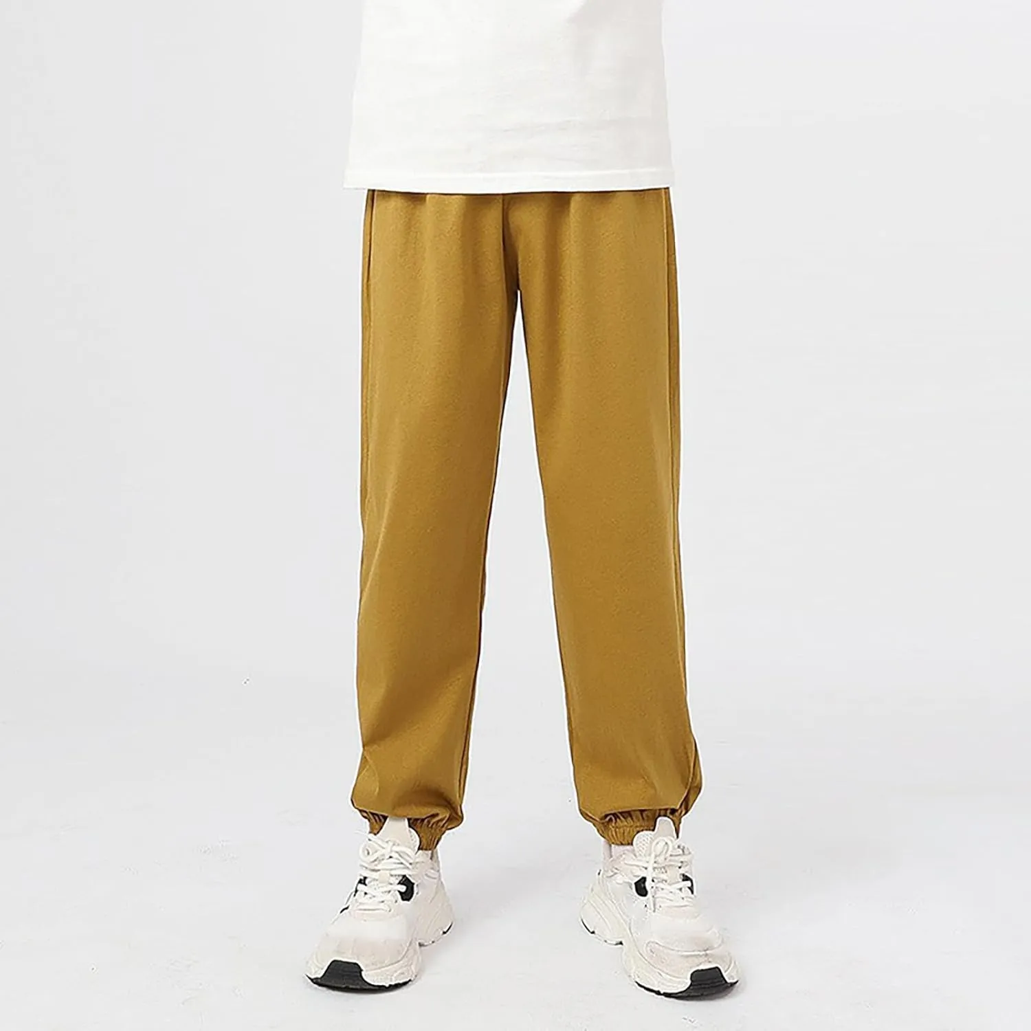 Boys Girls Casual Sweatpants Athletic Joggers Solid Color Cotton Sport Active Pant Kids Breathable Track Pants Clothes