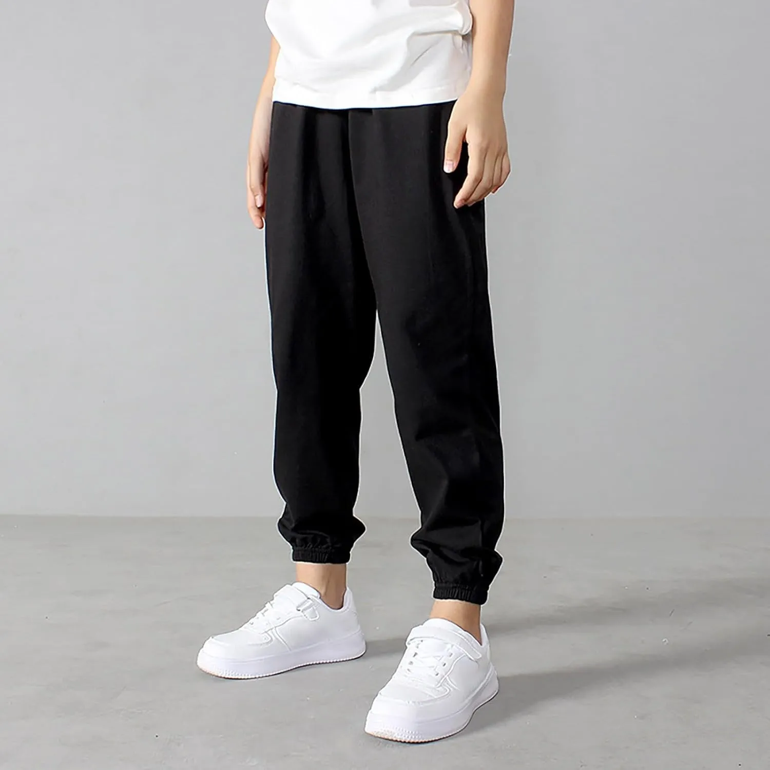 Boys Girls Casual Sweatpants Athletic Joggers Solid Color Cotton Sport Active Pant Kids Breathable Track Pants Clothes