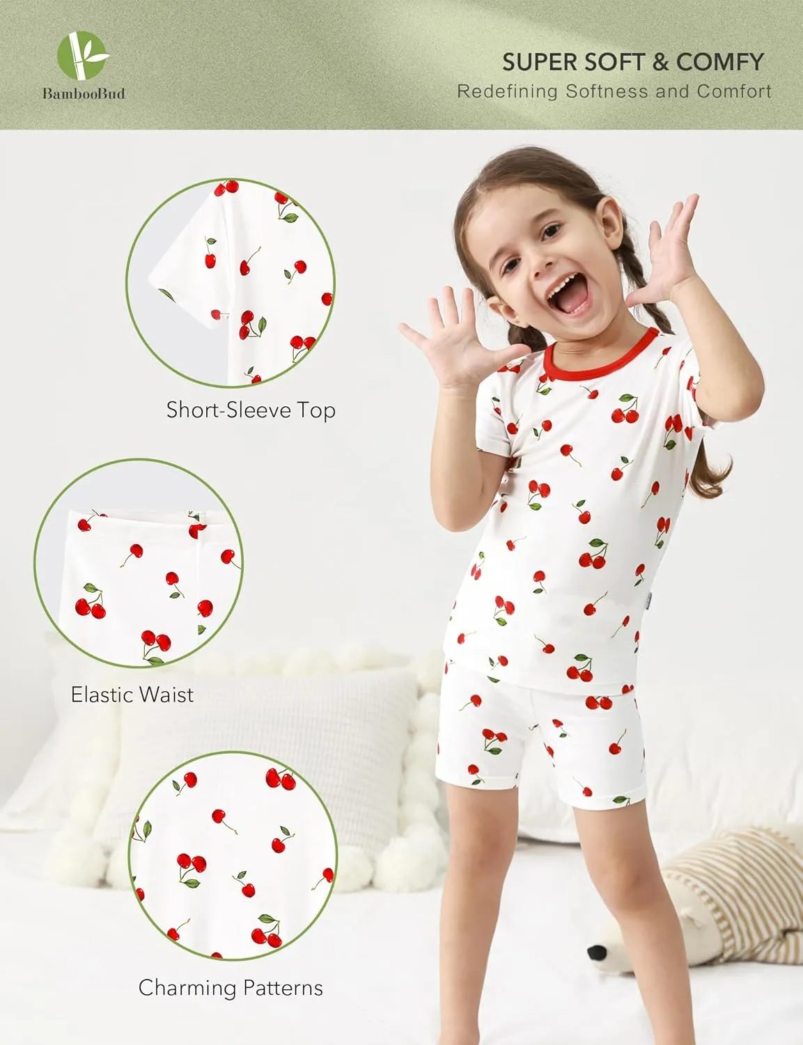 Boys Girls Pajama Set Toddlers 2 Piece Unisex Kids Pajamas Pjs Short Sleeve Snug Fit Rayon Sleepwear 2T-5T