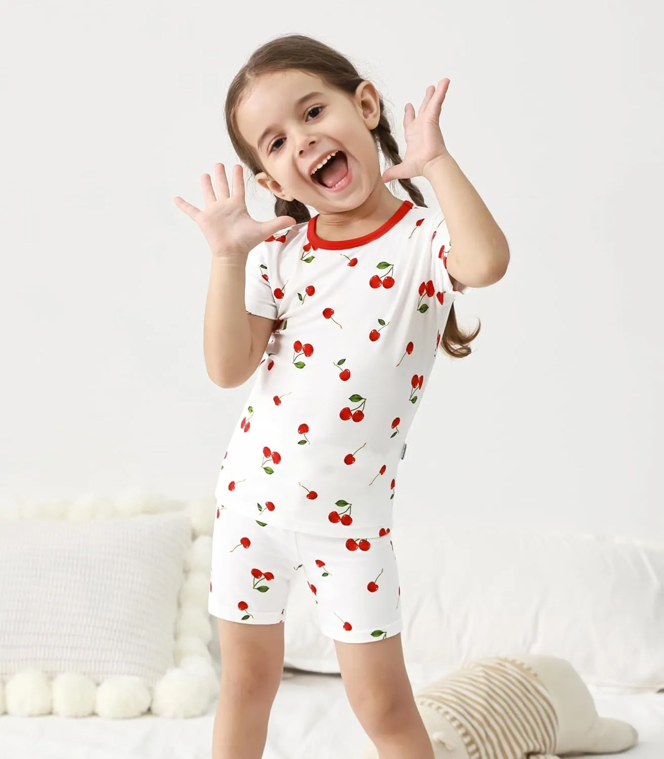 Boys Girls Pajama Set Toddlers 2 Piece Unisex Kids Pajamas Pjs Short Sleeve Snug Fit Rayon Sleepwear 2T-5T