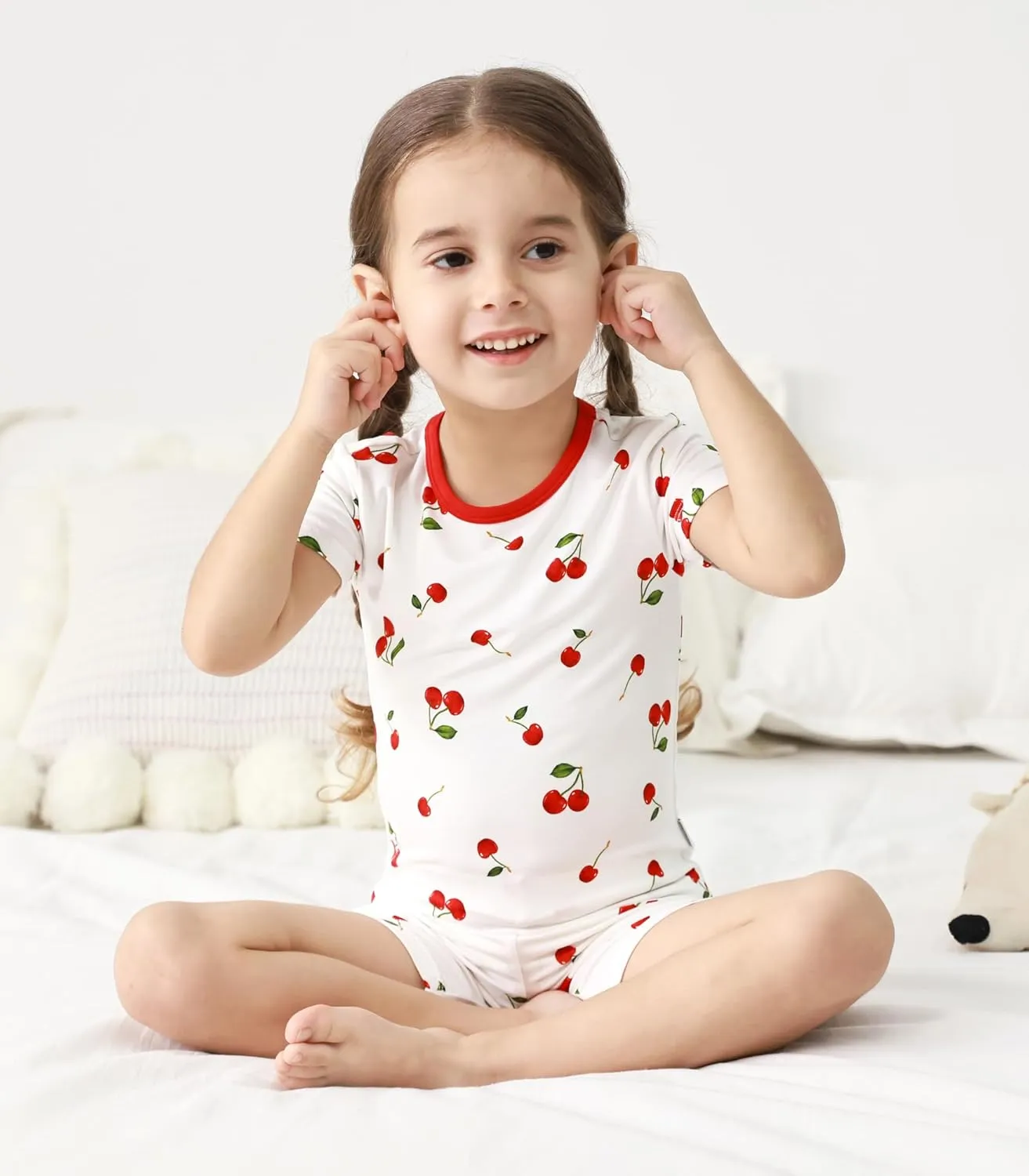 Boys Girls Pajama Set Toddlers 2 Piece Unisex Kids Pajamas Pjs Short Sleeve Snug Fit Rayon Sleepwear 2T-5T