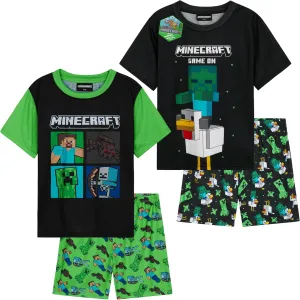 Boys Pajamas 2 Pack Cute Pajama Set for Kids Teens Short PJs Set Sleepwear Loungewear Set Boys