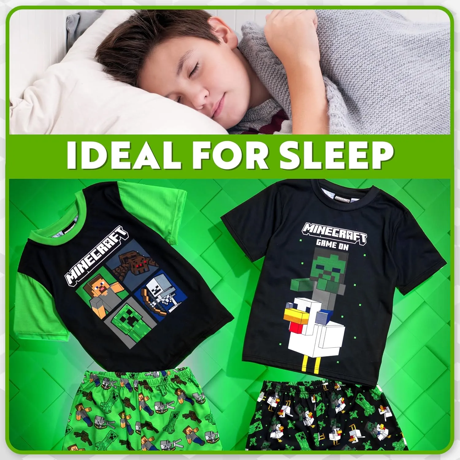 Boys Pajamas 2 Pack Cute Pajama Set for Kids Teens Short PJs Set Sleepwear Loungewear Set Boys