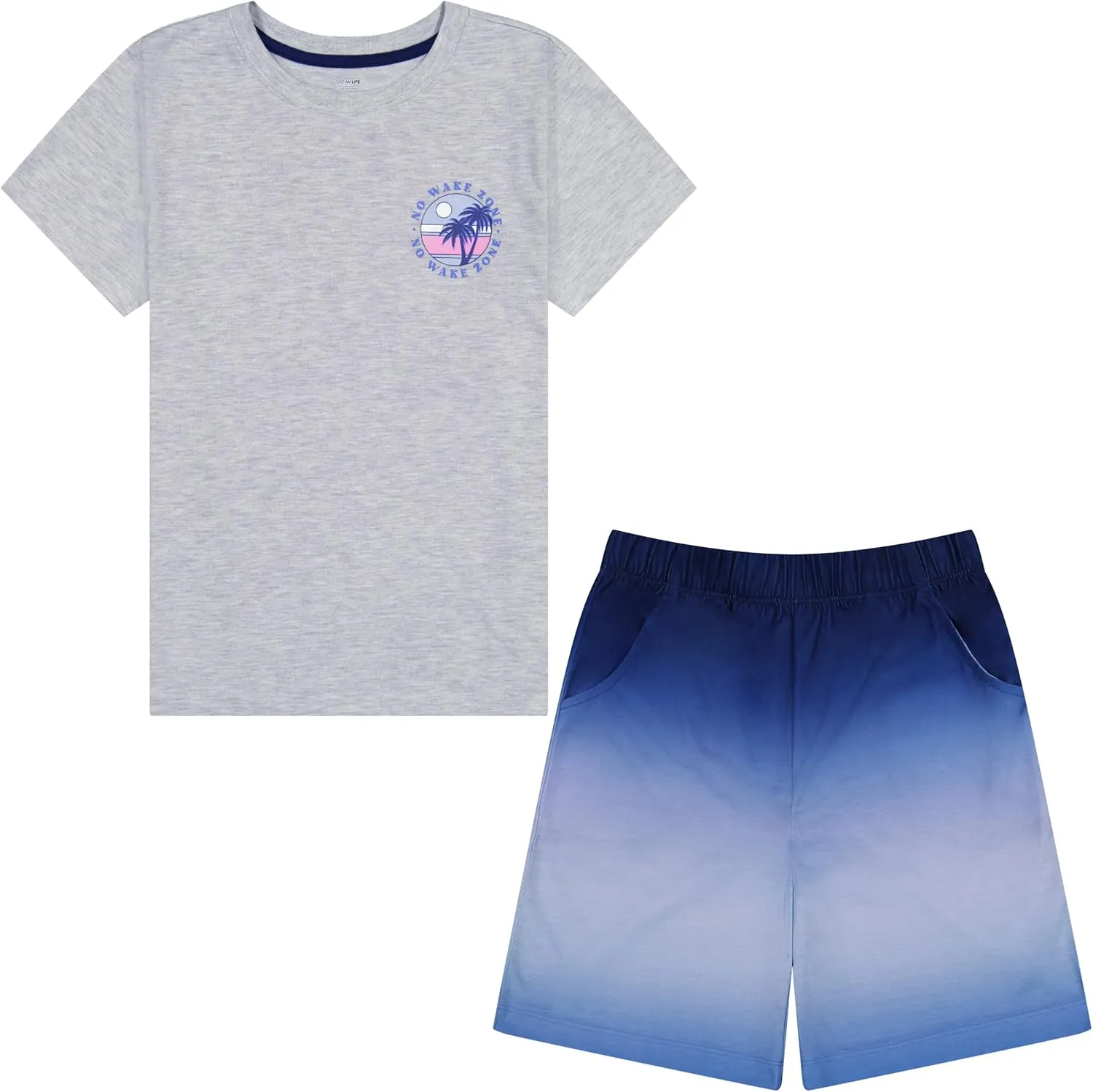 Boys Pajamas Set- 4-Piece Summer PJs Short Sleeve Tee & Shorts, Boys’ Sleepwear, Teens Kids Pajama Sizes 5-20