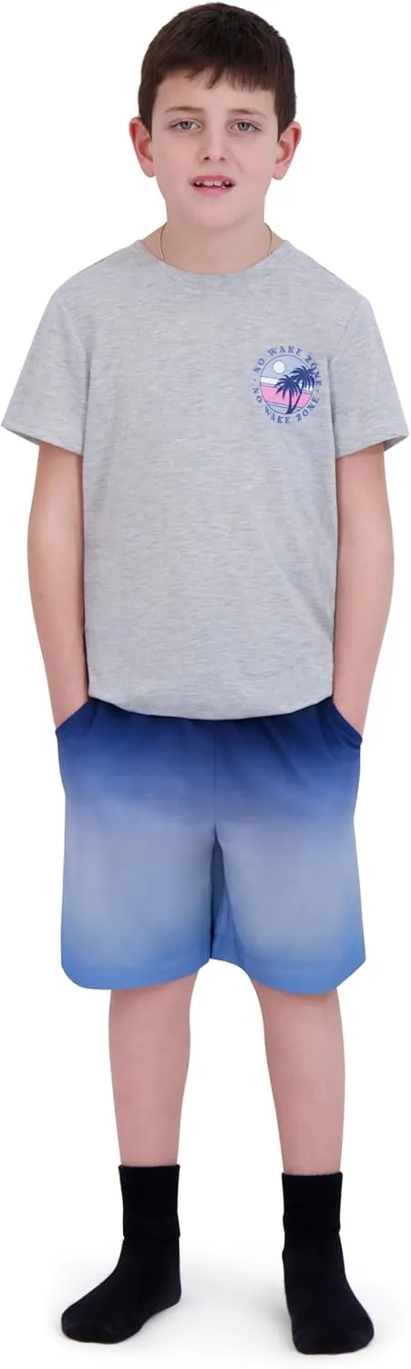Boys Pajamas Set- 4-Piece Summer PJs Short Sleeve Tee & Shorts, Boys’ Sleepwear, Teens Kids Pajama Sizes 5-20