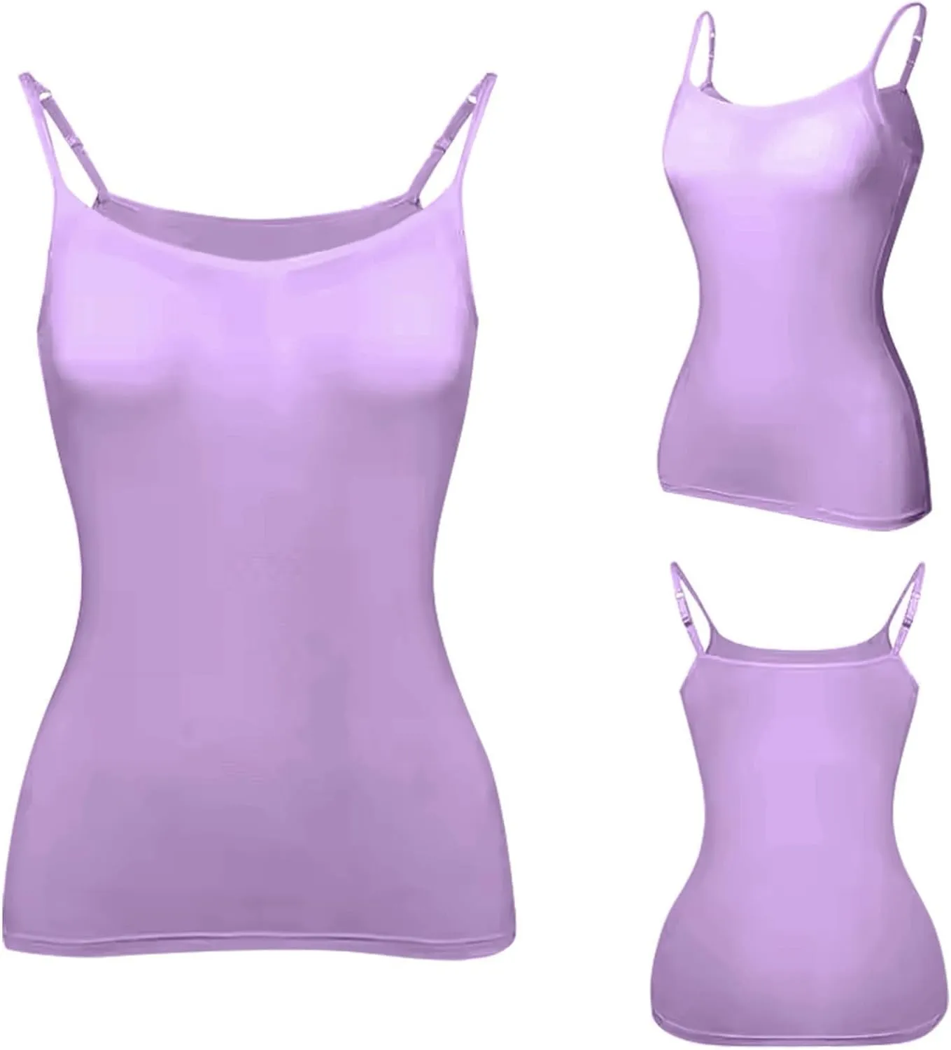 Built in Bra Tank Tops for Women Adjustable Spaghetti Strap Camisole Sleeveless Slim Fit Basic Workout Tops