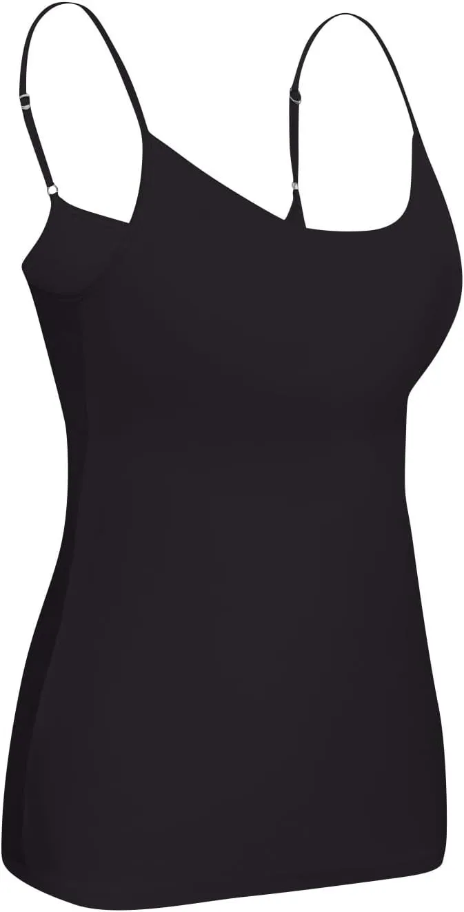 Built in Bra Tank Tops for Women Adjustable Spaghetti Strap Camisole Sleeveless Slim Fit Basic Workout Tops