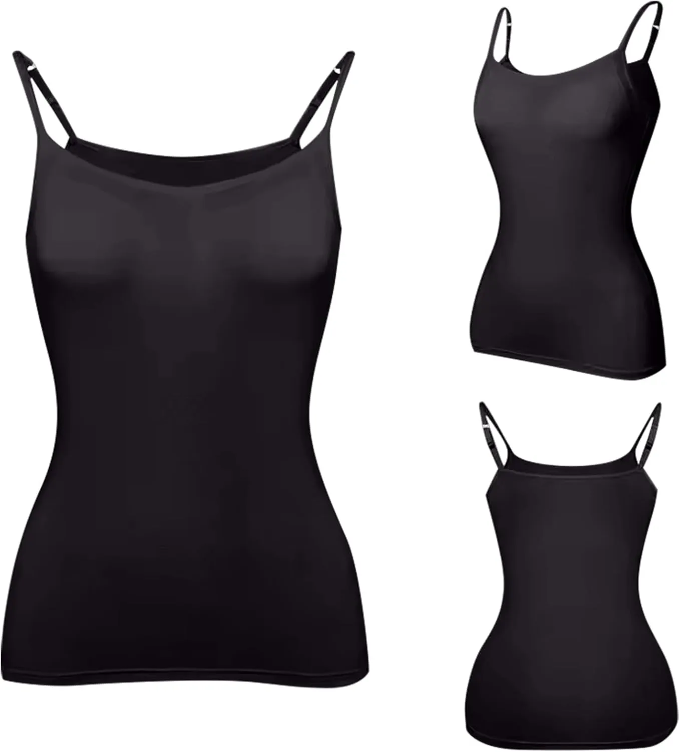 Built in Bra Tank Tops for Women Adjustable Spaghetti Strap Camisole Sleeveless Slim Fit Basic Workout Tops
