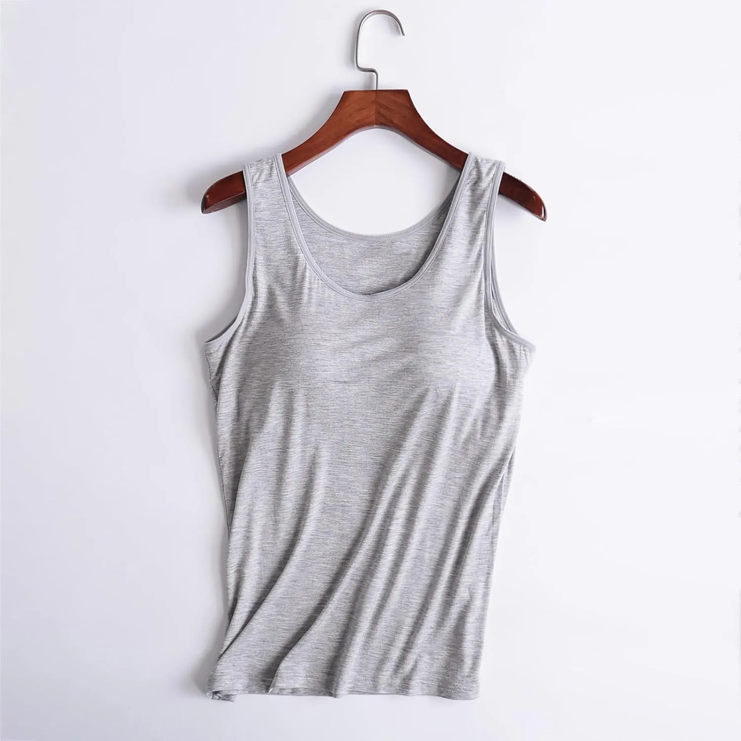 Camisole Tops for Women Built in Bra Casual Scoop Neck Sleeveless Yoga Shirts Basic Padded Tank Tops Summer Clothes