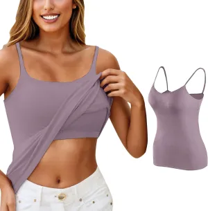Camisole Tops for Women Summer Spaghetti Straps Seamless Tank Top Wtih Shelf Bra Workout Yoga Shirts