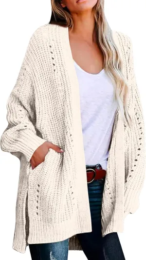Cardigan Sweaters for Women Chunky Knit Lightweight Sweaters Long Oversized Open Front Cardigan with Pocket Loungewear