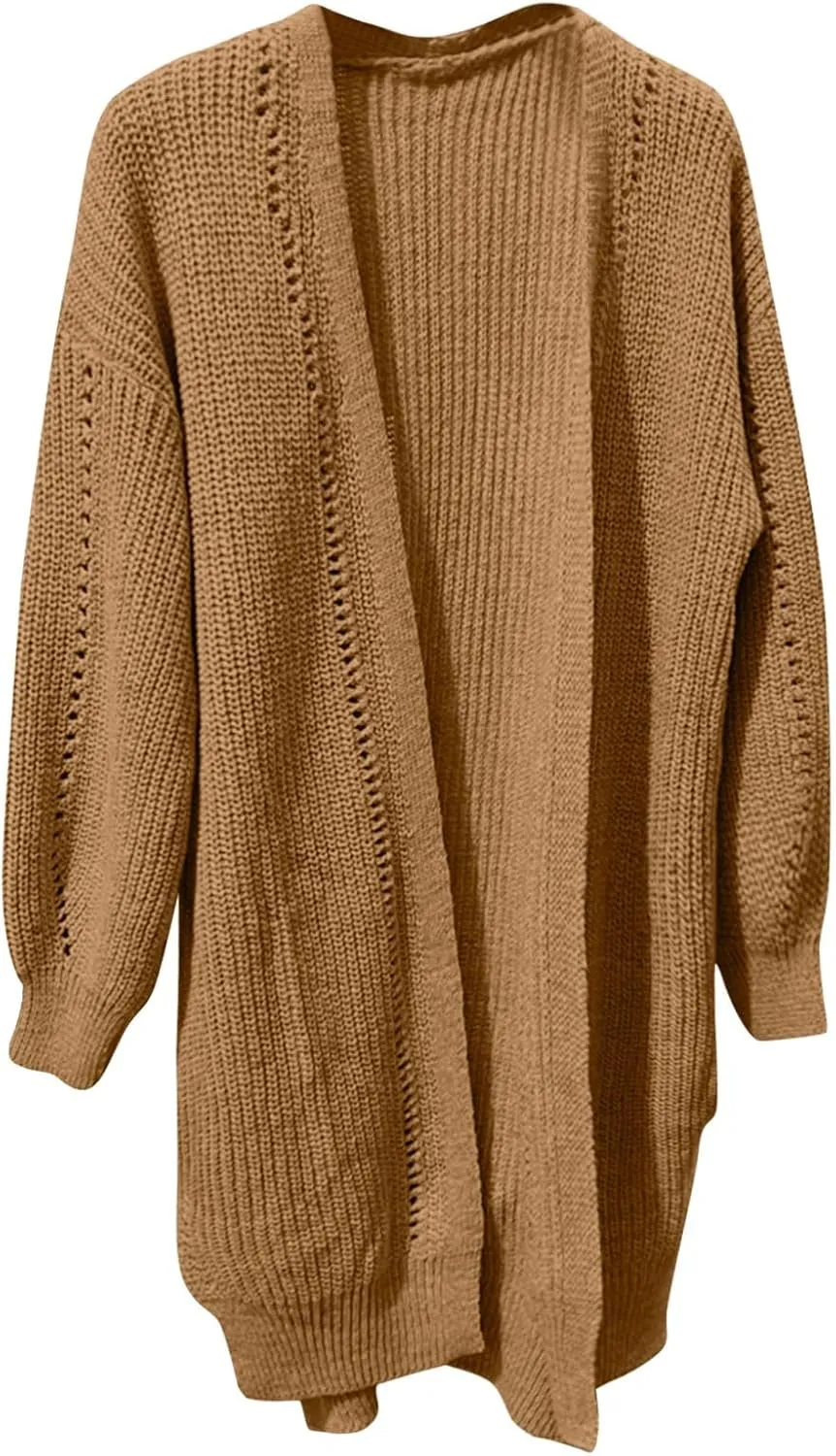 Cardigan Sweaters for Women Chunky Knit Lightweight Sweaters Long Oversized Open Front Cardigan with Pocket Loungewear