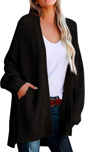 Cardigan Sweaters for Women Chunky Knit Lightweight Sweaters Long Oversized Open Front Cardigan with Pocket Loungewear