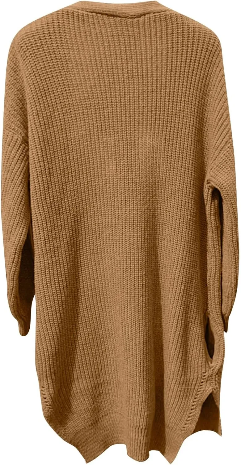 Cardigan Sweaters for Women Chunky Knit Lightweight Sweaters Long Oversized Open Front Cardigan with Pocket Loungewear