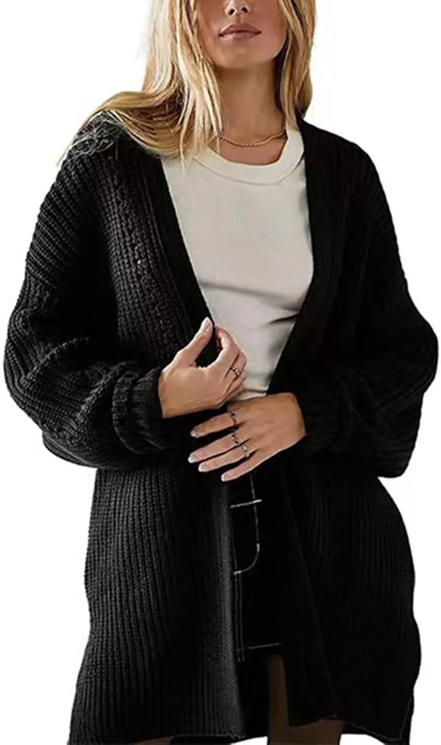Cardigan Sweaters for Women Chunky Knit Lightweight Sweaters Long Oversized Open Front Cardigan with Pocket Loungewear