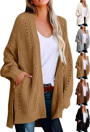 Cardigan Sweaters for Women Chunky Knit Lightweight Sweaters Long Oversized Open Front Cardigan with Pocket Loungewear