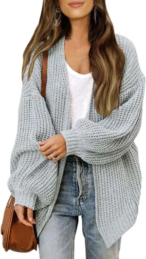 Cardigan Sweaters for Women Chunky Knit Open Front Cardigan Long Oversized Batwing Lightweight Sweaters Loungewear