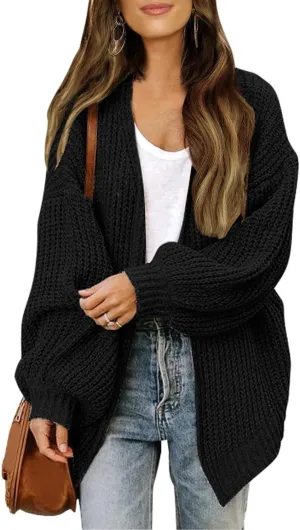 Cardigan Sweaters for Women Chunky Knit Open Front Cardigan Long Oversized Batwing Lightweight Sweaters Loungewear