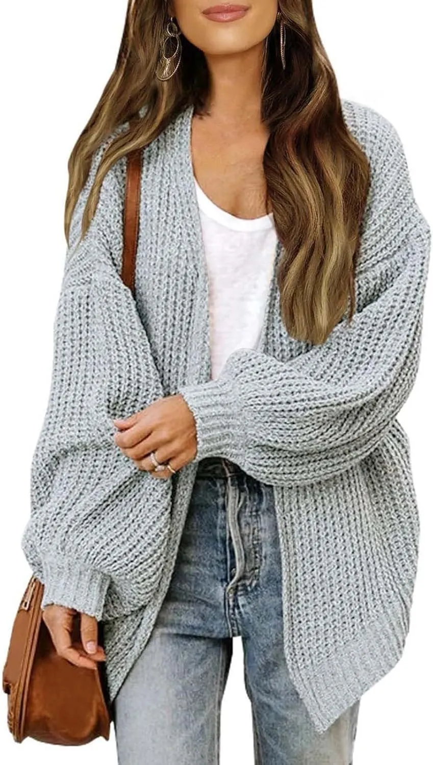 Cardigan Sweaters for Women Chunky Knit Open Front Cardigan Long Oversized Batwing Lightweight Sweaters Loungewear
